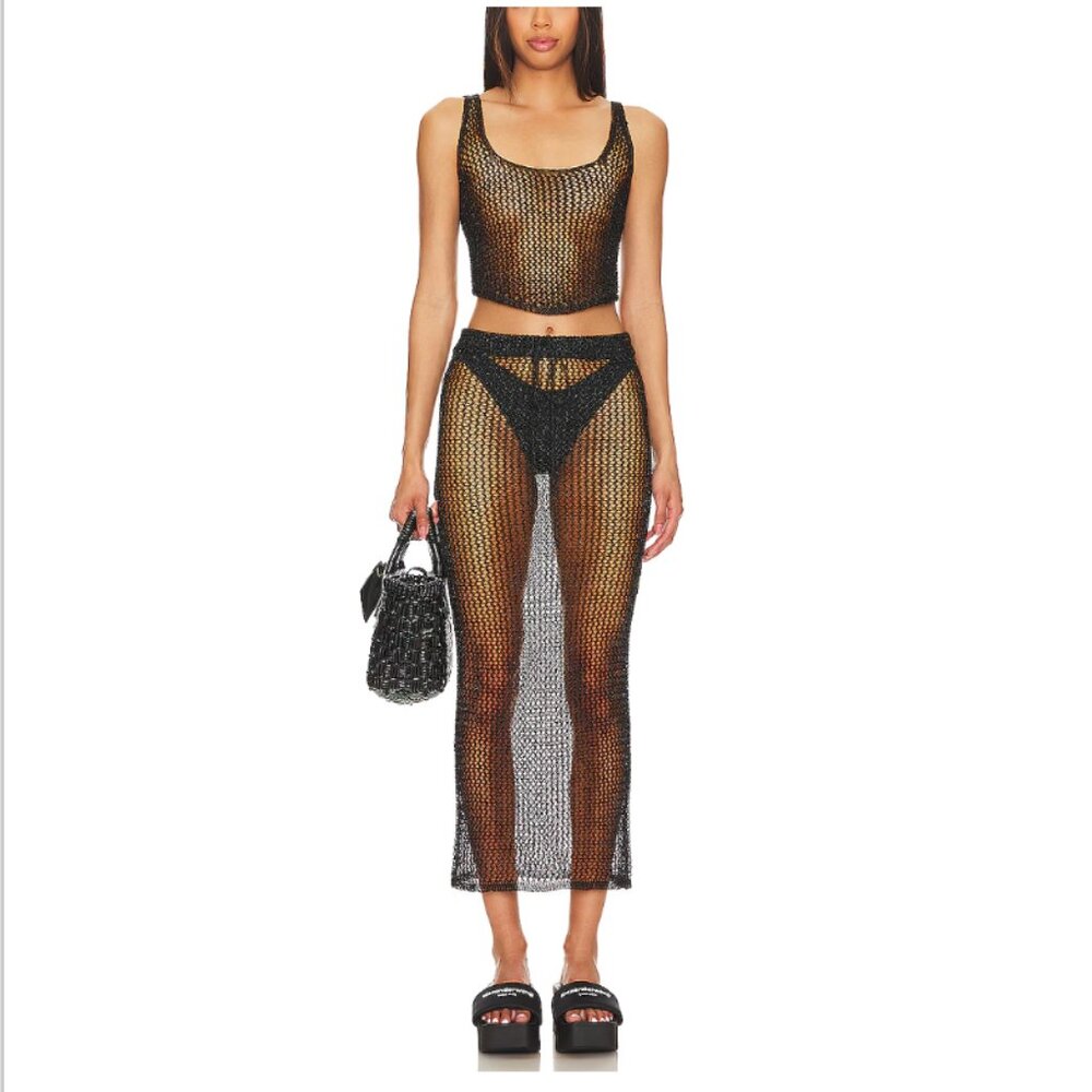 superdown Black Mesh Skirt (Has matching top in other listing)